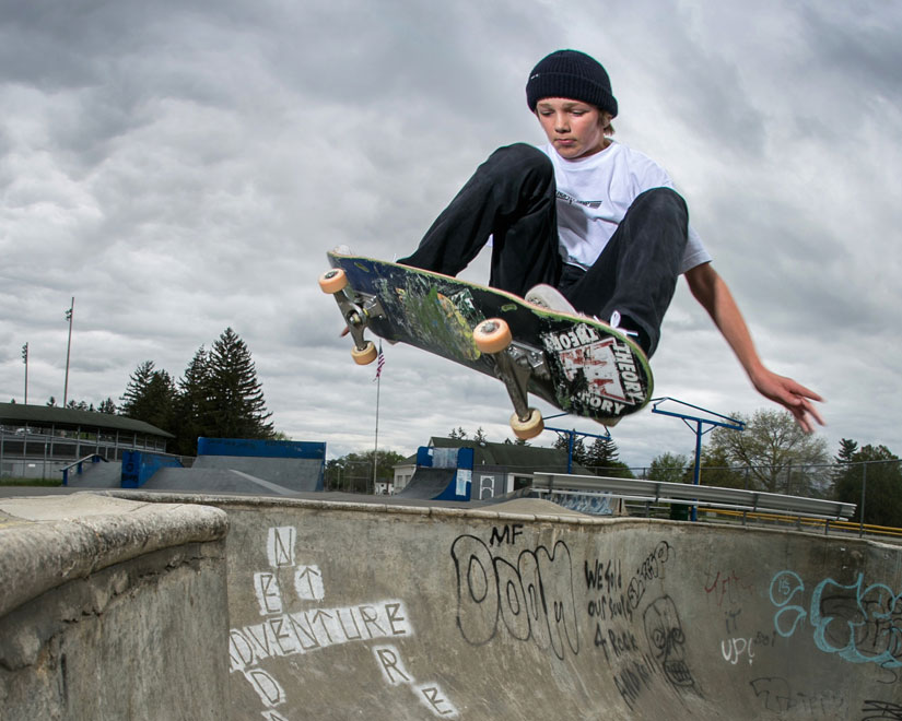 A photo of a skateboarder